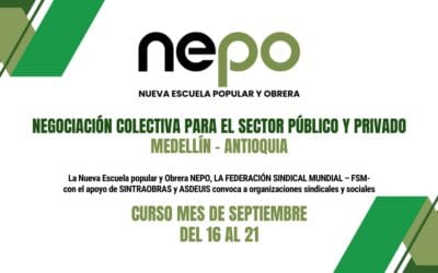 Curso: Negociación colectiva para el sector público y privado – Medellín de 16 al 21 de Septiembre.